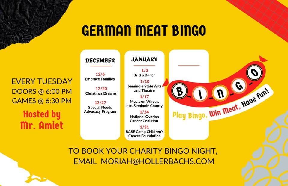 Hollerbach's German Meat Bingo - Hosted by Mr. Amiet!!